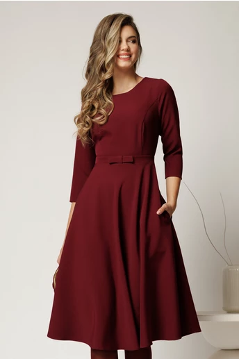 Rochie DY Fashion midi office bordo din stofa