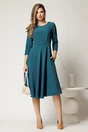 Rochie DY Fashion midi office turcoaz din stofa, 3, dyfashion.ro