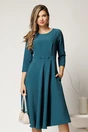 Rochie DY Fashion midi office turcoaz din stofa, 1, dyfashion.ro