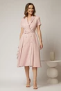 Rochie DY Fashion midi roz cu decolteu petrecut si curea in talie, 3, dyfashion.ro
