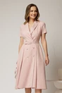 Rochie DY Fashion midi roz cu decolteu petrecut si curea in talie, 1, dyfashion.ro