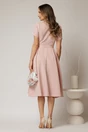 Rochie DY Fashion midi roz cu decolteu petrecut si curea in talie, 2, dyfashion.ro