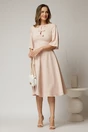 Rochie DY Fashion midi roz cu maneci evazate si funde pe bust, 3, dyfashion.ro