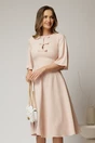 Rochie DY Fashion midi roz cu maneci evazate si funde pe bust, 1, dyfashion.ro