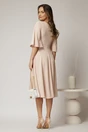 Rochie DY Fashion midi roz cu maneci evazate si funde pe bust, 2, dyfashion.ro