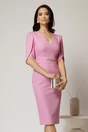Rochie DY Fashion midi roz cu maneci lalea si accesoriu talie, 1, dyfashion.ro