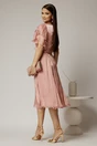 Rochie DY Fashion midi roz cu manecile suprapuse si decolteu petrecut, 2, dyfashion.ro