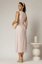 Rochie DY Fashion midi roz din in cu nasturi pe bust fara maneci, 2, dyfashion.ro