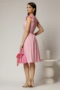 Rochie DY Fashion midi roz din poplin in clos cu volane la umeri, 2, dyfashion.ro