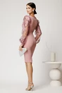 Rochie DY Fashion midi roz din stofa conica cu maneci din dantela, 2, dyfashion.ro