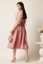 Rochie DY Fashion midi roz din stofa in clos cu maneci si funda din organza, 2, dyfashion.ro