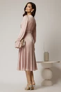 Rochie DY Fashion midi roz din voal satinat in clos cu perle in talie, 2, dyfashion.ro