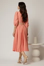 Rochie DY Fashion midi roz somon cu banda decorativa pe talie si mansete, 2, dyfashion.ro