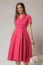 Rochie DY Fashion midi roz zmeura cu decolteu petrecut si curea in talie, 1, dyfashion.ro