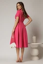 Rochie DY Fashion midi roz zmeura cu decolteu petrecut si curea in talie, 2, dyfashion.ro