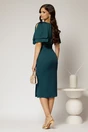 Rochie DY Fashion midi turcoaz cu croi conic si funde ample pe umeri, 2, dyfashion.ro