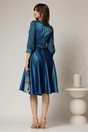 Rochie DY Fashion midi turcoaz din tafta cu maneci din voal cu lurex, 2, dyfashion.ro