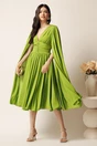 Rochie DY Fashion midi verde crud din voal in clos cu nasturi si maneci ample, 3, dyfashion.ro