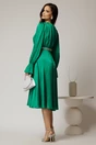 Rochie DY Fashion midi verde crud din voal satinat in clos cu perle in talie, 2, dyfashion.ro