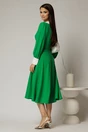 Rochie DY Fashion midi verde cu guler si mansete in contrast, 2, dyfashion.ro