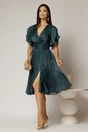 Rochie DY Fashion midi verde cu manecile suprapuse si decolteu petrecut, 3, dyfashion.ro