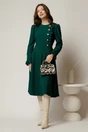 Rochie DY Fashion midi verde cu nasturi si volanase la bust, 3, dyfashion.ro