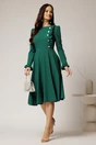 Rochie DY Fashion midi verde cu nasturi si volanase la bust, 3, dyfashion.ro