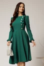 Rochie DY Fashion midi verde cu nasturi si volanase la bust, 1, dyfashion.ro