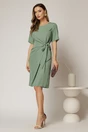 Rochie DY Fashion midi verde cu nod in talie si adaos de viscoza, 3, dyfashion.ro