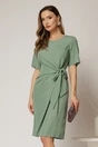 Rochie DY Fashion midi verde cu nod in talie si adaos de viscoza, 1, dyfashion.ro