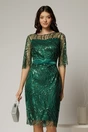Rochie DY Fashion midi verde din paiete si margele elegante, 1, dyfashion.ro