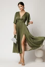 Rochie DY Fashion midi verde din voal in clos cu aspect sidefat si maneci sparte, 1, dyfashion.ro