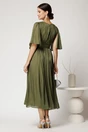 Rochie DY Fashion midi verde din voal in clos cu aspect sidefat si maneci sparte, 2, dyfashion.ro