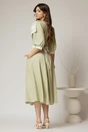 Rochie DY Fashion midi verde fistic cu buline si funda ampla pe umar, 2, dyfashion.ro