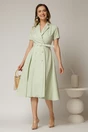 Rochie DY Fashion midi verde fistic cu decolteu petrecut si curea in talie, 3, dyfashion.ro