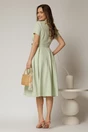 Rochie DY Fashion midi verde fistic cu decolteu petrecut si curea in talie, 2, dyfashion.ro