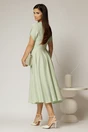 Rochie DY Fashion midi verde fistic cu guler ascutit si maneci scurte cu nasturi, 2, dyfashion.ro