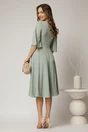 Rochie DY Fashion midi verde fistic cu maneci evazate si funde pe bust, 2, dyfashion.ro