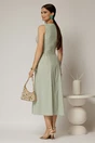Rochie DY Fashion midi verde fistic din bumbac cu cret pe solduri, 2, dyfashion.ro