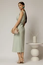 Rochie DY Fashion midi verde fistic din bumbac cu nasturi si cusaturi pe talie, 2, dyfashion.ro