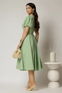 Rochie DY Fashion midi verde fistic din poplin cu guler ascutit si maneci scurte bufante, 2, dyfashion.ro