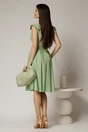 Rochie DY Fashion midi verde fistic din poplin in clos cu volane la umeri, 2, dyfashion.ro