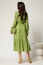 Rochie DY Fashion midi verde fistic din voal cu volan, 2, dyfashion.ro