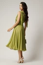 Rochie DY Fashion midi verde fistic din voal in clos cu funde la umeri, 2, dyfashion.ro