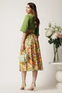 Rochie DY Fashion midi verde fistic in clos cu fusta din vascoza cu imprimeu, 2, dyfashion.ro
