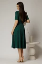 Rochie DY Fashion midi verde inchis in clos din triplu voal cu nasturi la bust si curea in talie, 2, dyfashion.ro