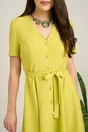 Rochie DY Fashion midi verde lime din material fluid in clos cu nasturi si cordon in talie, 3, dyfashion.ro