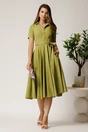 Rochie DY Fashion midi verde lime din stofa subtire cu cordon si buzunare, 3, dyfashion.ro