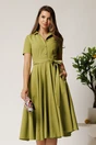Rochie DY Fashion midi verde lime din stofa subtire cu cordon si buzunare, 1, dyfashion.ro