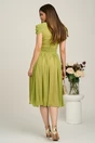 Rochie DY Fashion midi verde lime din voal in clos cu accesoriu si decupaj la decolteu, 2, dyfashion.ro